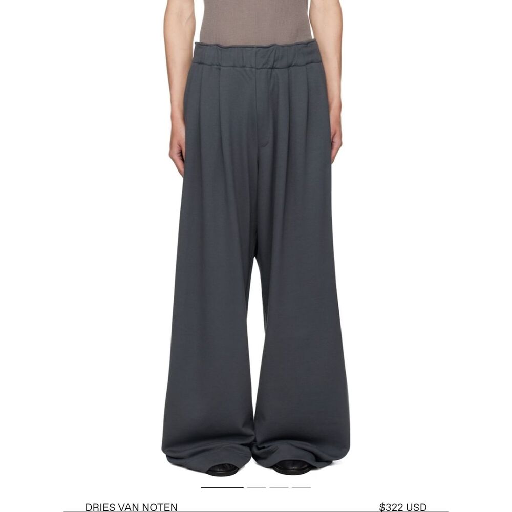 Dries Van Noten Nwt Hama Navy Pleated Wide Leg Sweat Pants